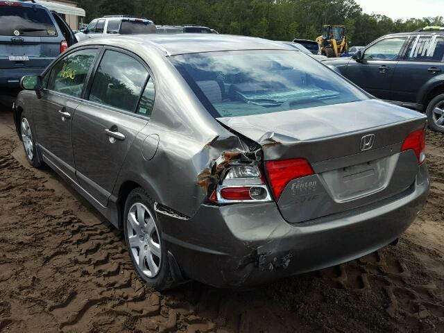 2HGFA16597H306976 - 2007 HONDA CIVIC LX GRAY photo 3