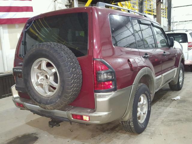 JA4MW31RX1J012161 - 2001 MITSUBISHI MONTERO XL MAROON photo 4