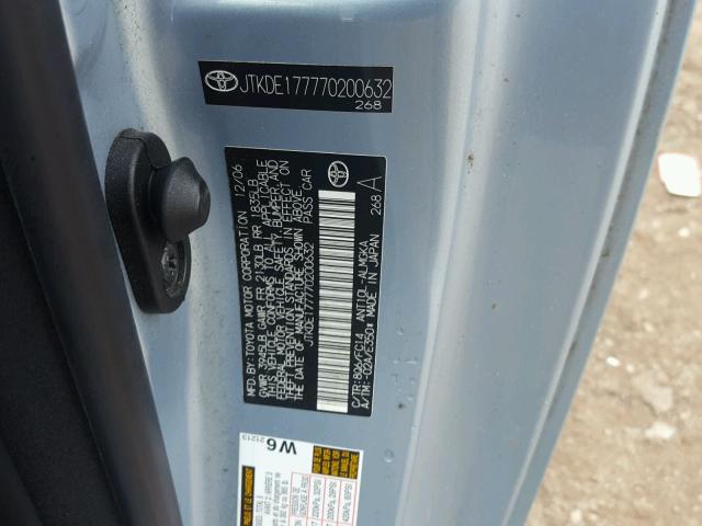 JTKDE177770200632 - 2007 TOYOTA SCION TC 蓝色 照片 10