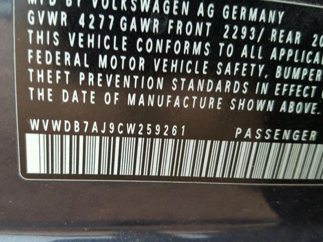 WVWDB7AJ9CW259261 - 2012 VOLKSWAGEN GOLF 蓝色 照片 10