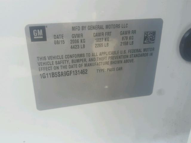 1G11B5SA9GF131462 - 2016 CHEVROLET MALIBU LIM 白色 照片 10