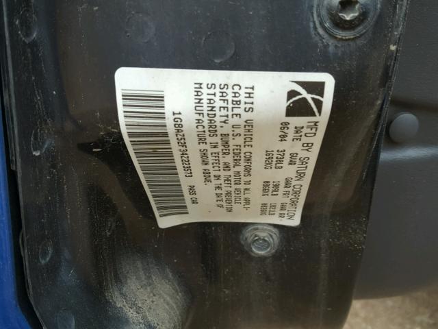 1G8AZ52F34Z223573 - 2004 SATURN ION LEVEL BLUE photo 10