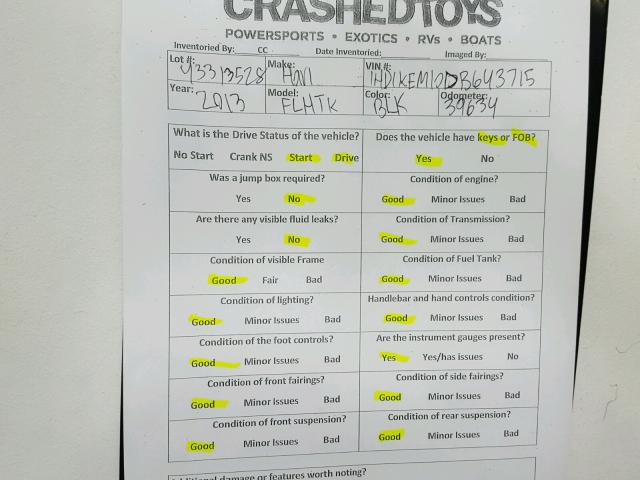 1HD1KEM10DB643715 - 2013 HARLEY-DAVIDSON FLHTK ELEC 黑色 照片 20