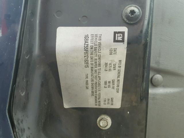 1G8AL55F17Z163567 - 2007 SATURN ION LEVEL BLUE photo 10
