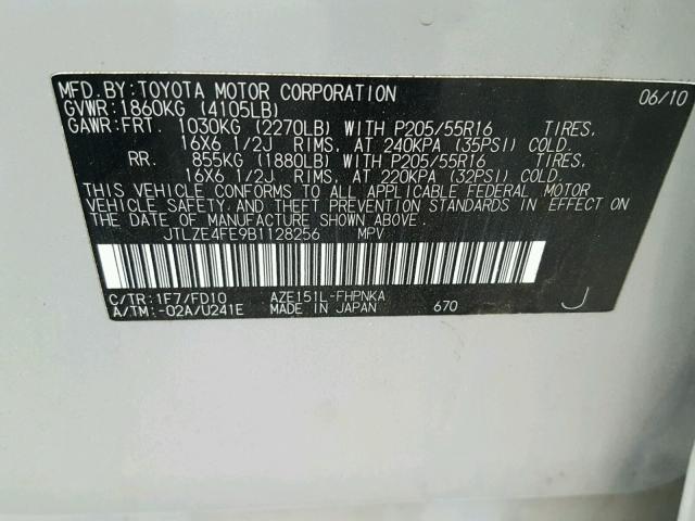 JTLZE4FE9B1128256 - 2011 TOYOTA SCION XB Grau Foto 10