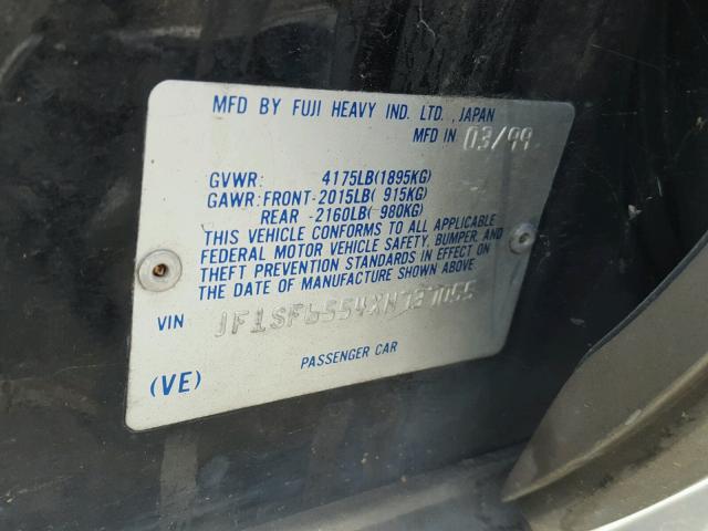 JF1SF6554XH737055 - 1999 SUBARU FORESTER S BLACK photo 10