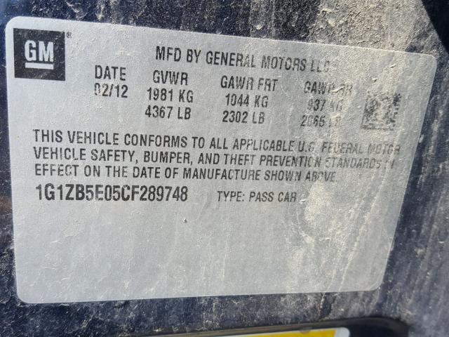 1G1ZB5E05CF289748 - 2012 CHEVROLET MALIBU LS Mavi foto 10