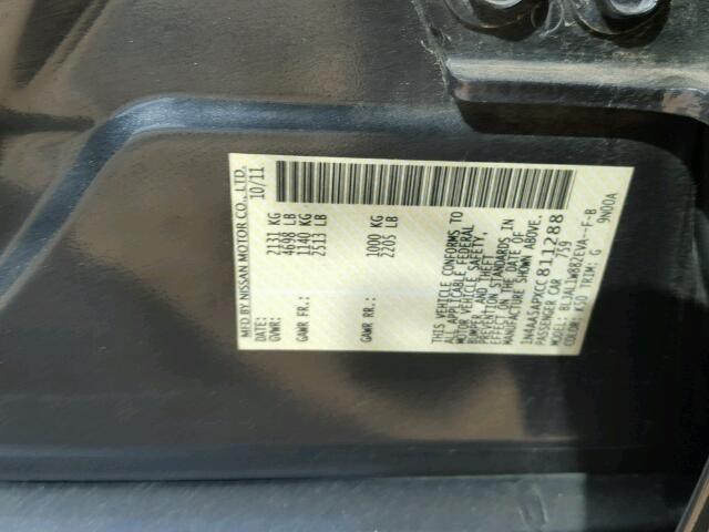 1N4AA5APXCC811288 - 2012 NISSAN MAXIMA S GRAY photo 10