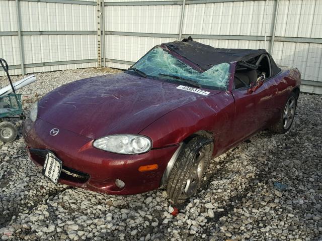 JM1NB353630308928 - 2003 MAZDA MX-5 MIATA MAROON photo 2