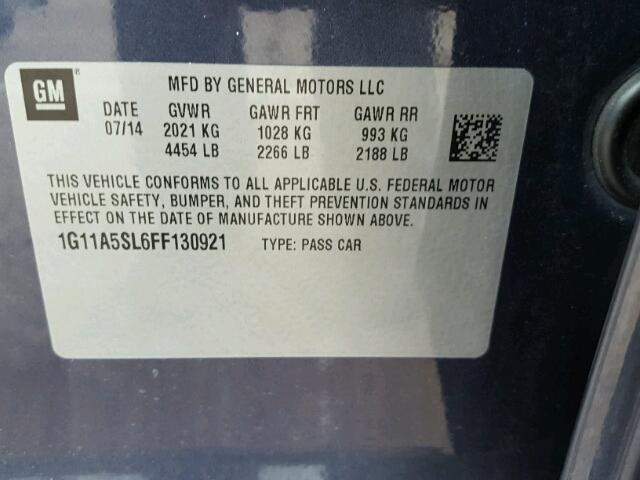 1G11A5SL6FF130921 - 2015 CHEVROLET MALIBU LS 蓝色 照片 10