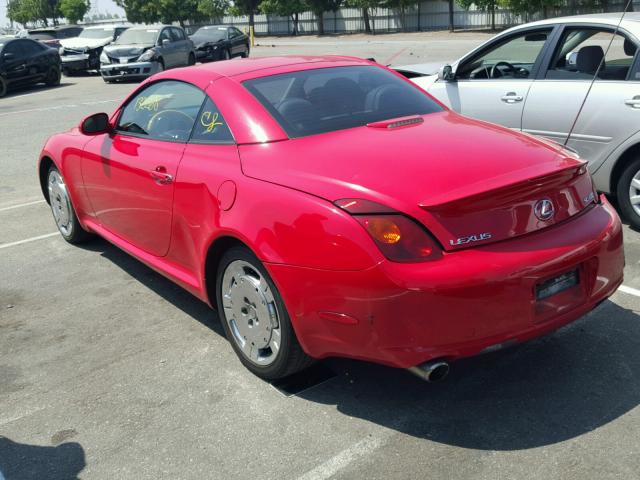 JTHFN48Y220003562 - 2002 LEXUS SC 430 RED photo 3