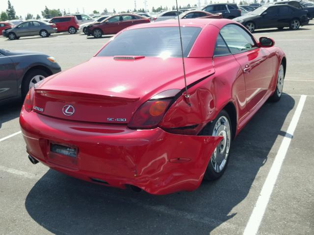 JTHFN48Y220003562 - 2002 LEXUS SC 430 RED photo 4