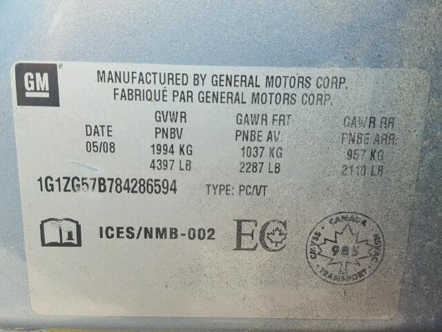 1G1ZG57B784286594 - 2008 CHEVROLET MALIBU LS Boz foto 10