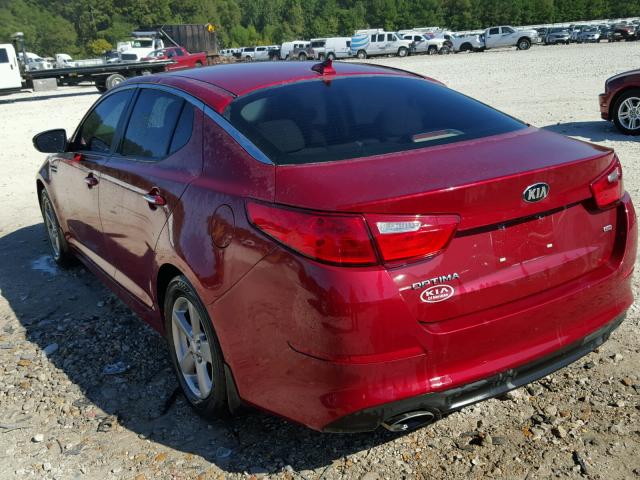 5XXGM4A77FG374778 - 2015 KIA OPTIMA LX RED photo 3