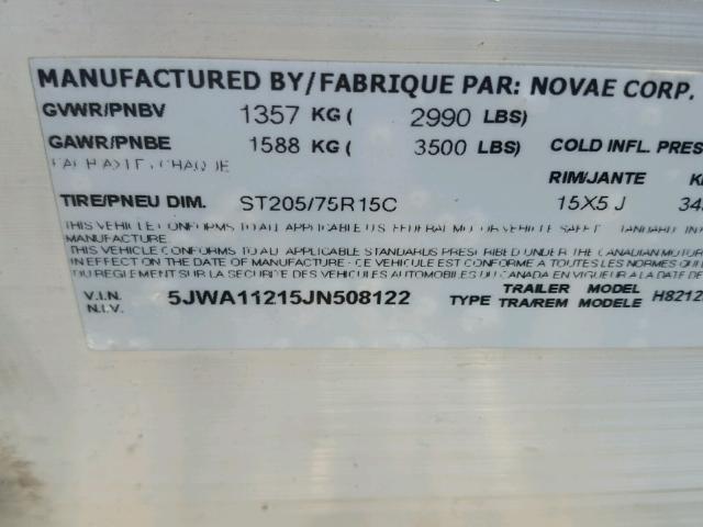 5JWA11215JN508122 - 2018 UTILITY TRAILER BLACK photo 10