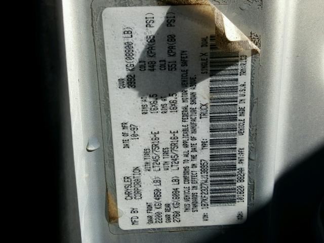 1B7KF23Z7WJ138957 - 1998 DODGE RAM 2500 GRAY photo 10