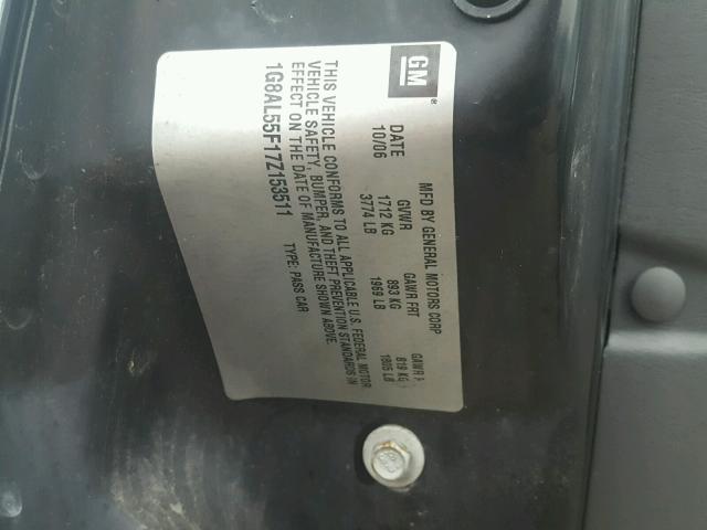 1G8AL55F17Z153511 - 2007 SATURN ION LEVEL BLUE photo 10