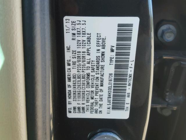 5J8TB4H30EL016736 - 2014 ACURA RDX GRAY photo 10