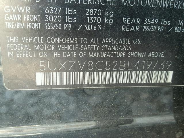 5UXZV8C52BL419739 - 2011 BMW X5 XDRIVE5 BLACK photo 10