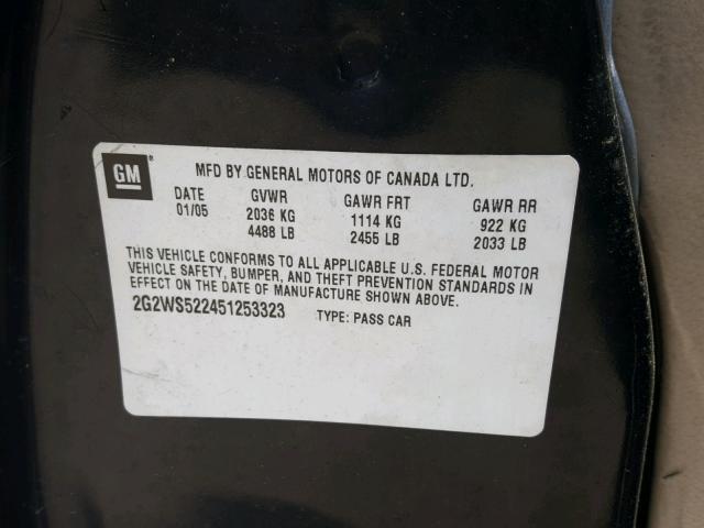 2G2WS522451253323 - 2005 PONTIAC GRAND PRIX შავი ფოტო 10