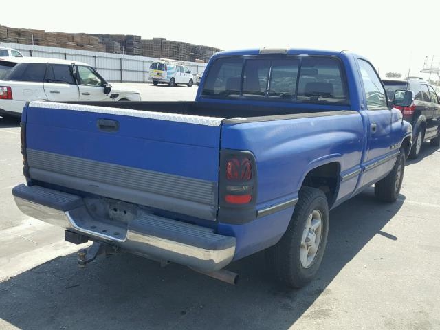 1B7HC16Z0VS219588 - 1997 DODGE RAM 1500 BLUE photo 4