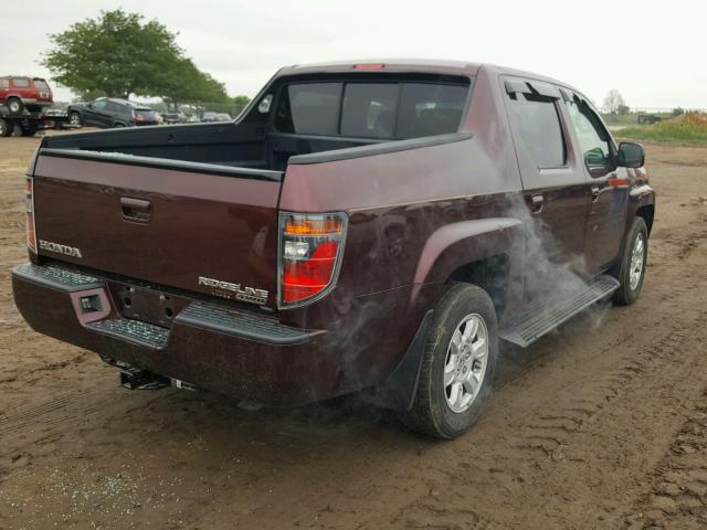 2HJYK16527H521504 - 2007 HONDA RIDGELINE MAROON photo 4