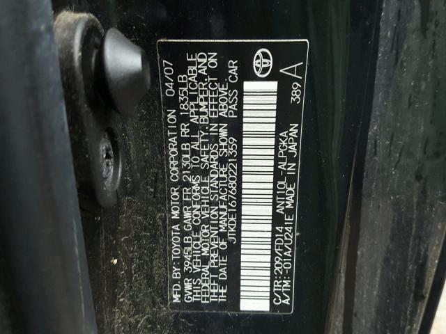 JTKDE167680221359 - 2008 TOYOTA SCION TC 黑色 照片 10