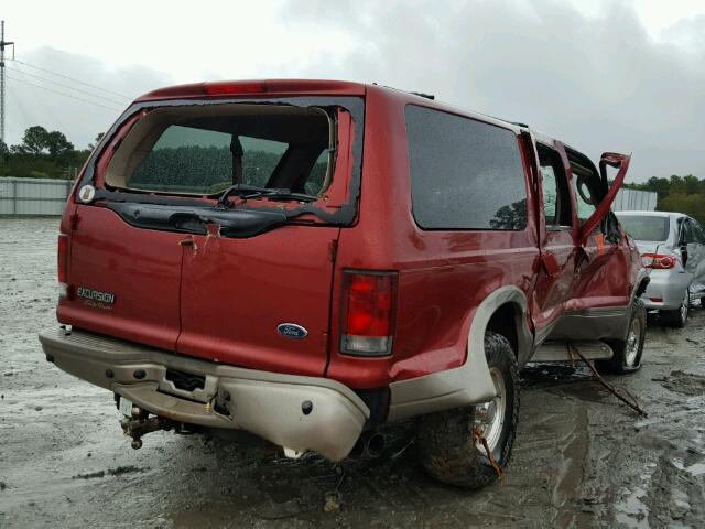 1FMNU45S64EB50601 - 2004 FORD EXCURSION RED photo 4