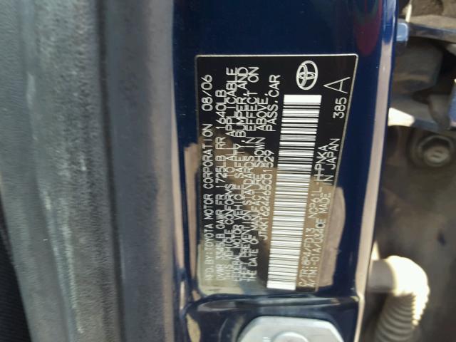 JTKKT624465001529 - 2006 TOYOTA SCION XA BLUE photo 10