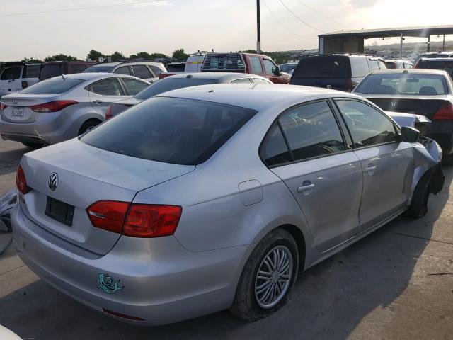 3VW2K7AJ0BM069061 - 2011 VOLKSWAGEN JETTA BASE SILVER photo 4