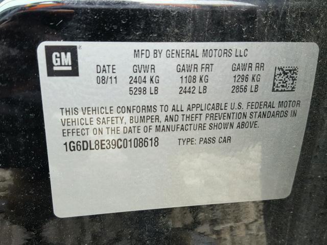 1G6DL8E39C0108618 - 2012 CADILLAC CTS PERFOR Siyah fotoğraf 10