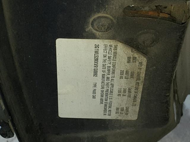 2G1WL52MXV9134728 - 1997 CHEVROLET LUMINA BAS შავი ფოტო 10