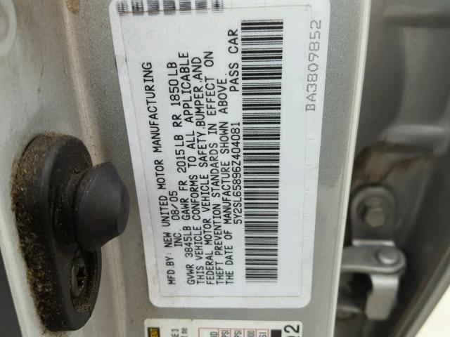 5Y2SL65896Z404081 - 2006 PONTIAC VIBE SILVER photo 10