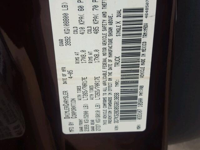 3D7KS28D85G813858 - 2005 DODGE RAM 2500 S BURGUNDY photo 10