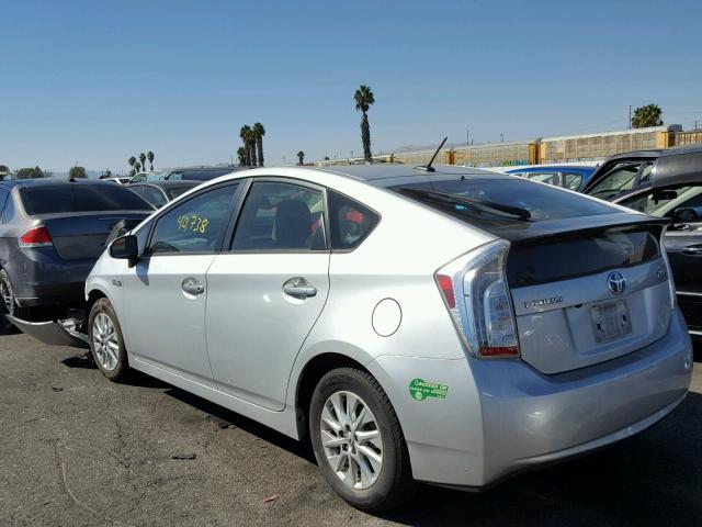 JTDKN3DP7E3059863 - 2014 TOYOTA PRIUS PLUG SILVER photo 3