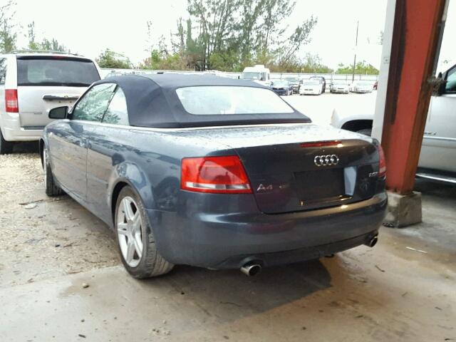 WAUAF48H58K005521 - 2008 AUDI A4 2.0T CA BLUE photo 3