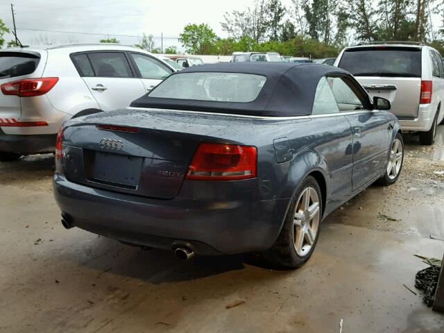 WAUAF48H58K005521 - 2008 AUDI A4 2.0T CA BLUE photo 4