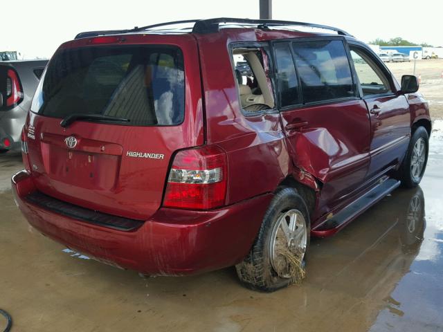 JTEDP21A850083048 - 2005 TOYOTA HIGHLANDER RED photo 4