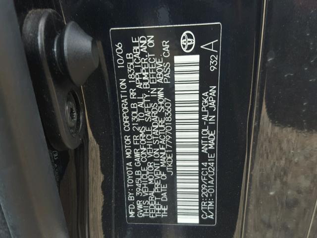 JTKDE177970183607 - 2007 TOYOTA SCION TC 黑色 照片 10