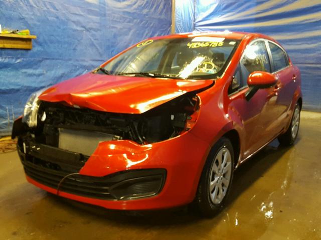 KNADN4A33E6419870 - 2014 KIA RIO EX RED photo 2