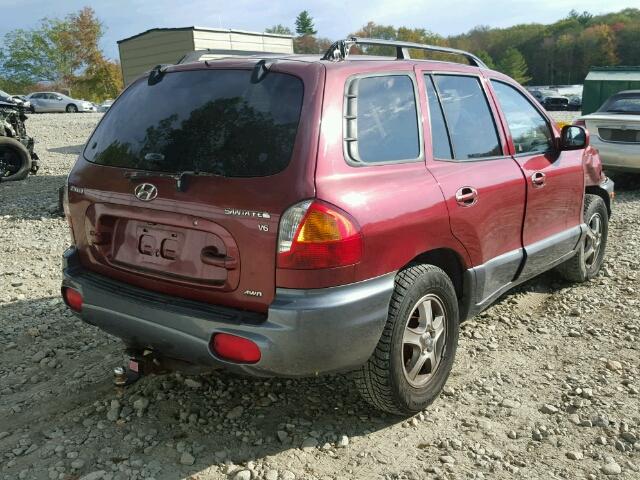 KM8SC73D24U704900 - 2004 HYUNDAI SANTA FE G RED photo 4