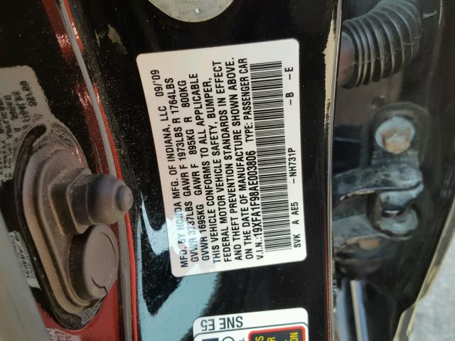 19XFA1F98AE003806 - 2010 HONDA CIVIC EXL 黑色 照片 10