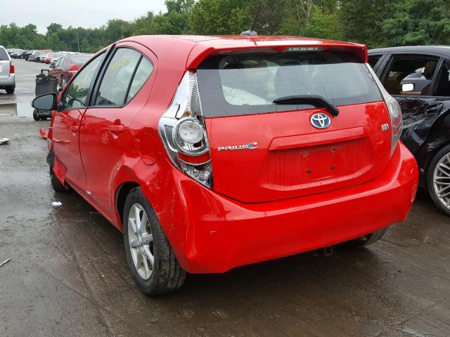 JTDKDTB36D1051170 - 2013 TOYOTA PRIUS C RED photo 3