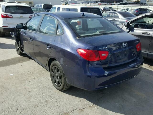 KMHDU46D89U720560 - 2009 HYUNDAI ELANTRA BLUE photo 3