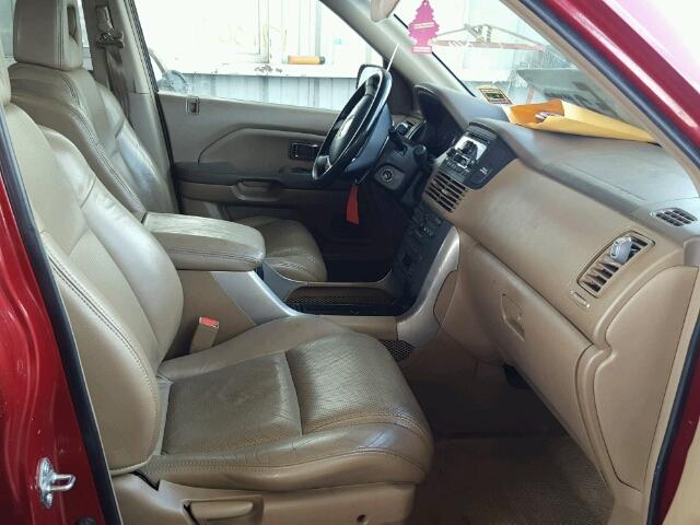 2HKYF18565H515103 - 2005 HONDA PILOT EXL RED photo 5