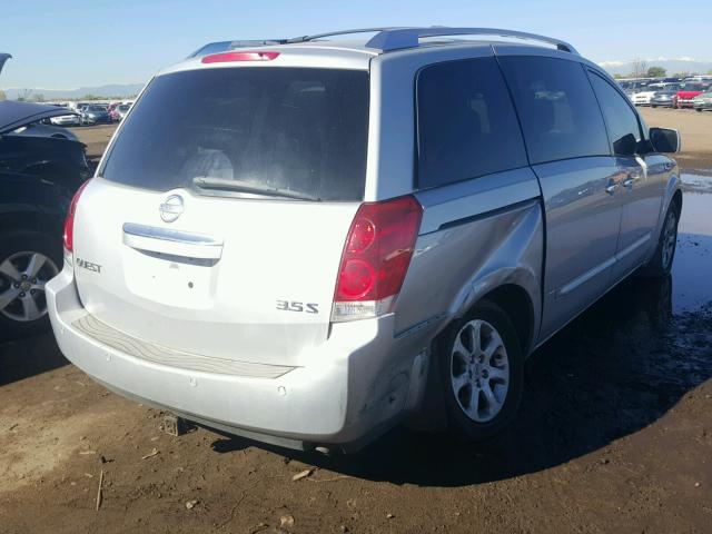 5N1BV28U88N104131 - 2008 NISSAN QUEST S SILVER photo 4