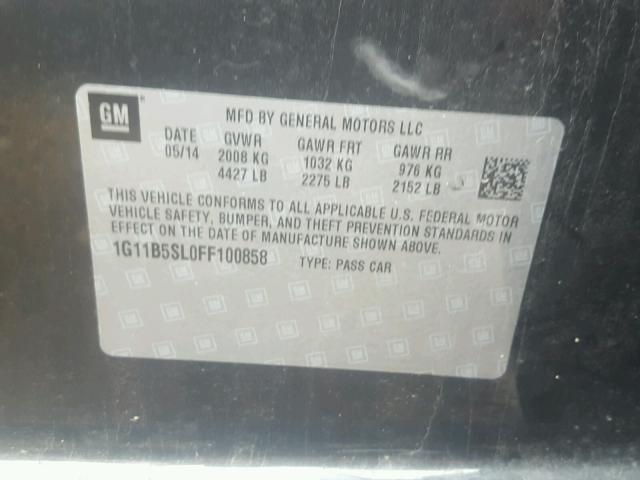 1G11B5SL0FF100858 - 2015 CHEVROLET MALIBU LS 黑色 照片 10