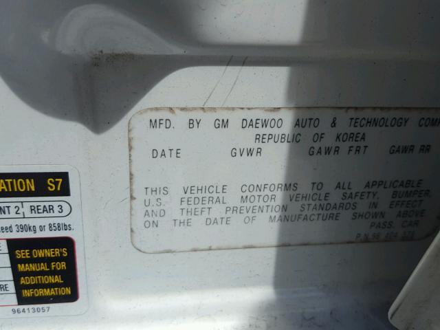 KL1TJ526X4B207134 - 2004 CHEVROLET AVEO LS WHITE photo 10