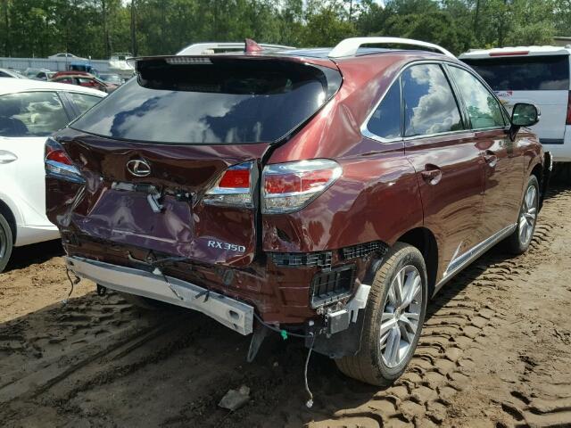 2T2ZK1BA0FC201033 - 2015 LEXUS RX 350 RED photo 4