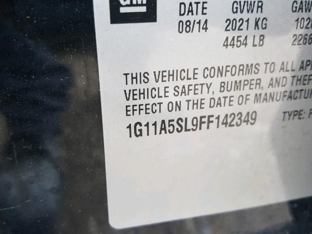 1G11A5SL9FF142349 - 2015 CHEVROLET MALIBU LS ნაცრისფერი ფოტო 10